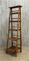 Vintage 5 Tier Bamboo Folding Ladder Shelf