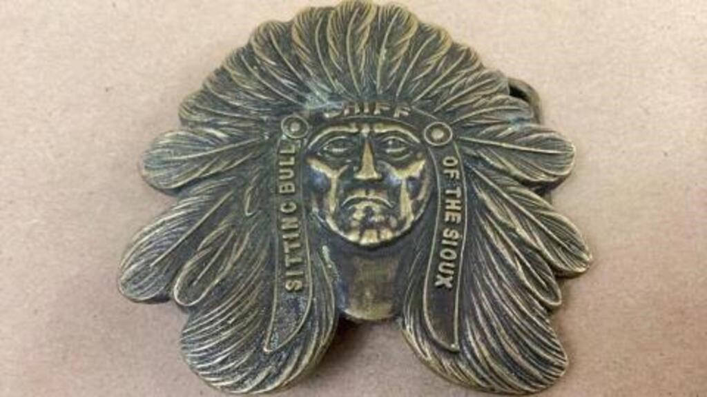 Sitting bull, chief of the Sioux belt buckle