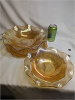 3 pcs. Iris & Herringbone Carnival Glass 11 1/2"