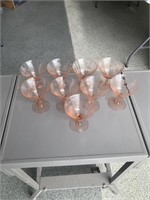 9 pink depression dessert glasses