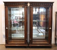 Pair of Fine Antique Signed & Carved Book Cases