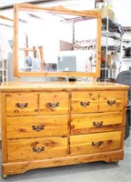Rustic Knotty Pine 6-Drawer Dresser w/Mirror