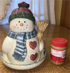 Snowman ceramic cookie jar