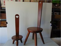 Two Solid Wood Chairs / Stools