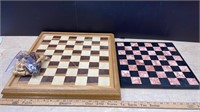 Wood & Marble Chess Boards w/Wood Pieces (looks