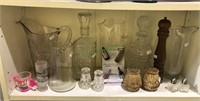 Decanters, cocktail pitchers, salt and pepper