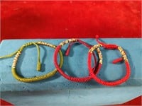 3 Bohemian Braided Bracelets NIP Adjustable Red