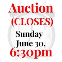 Auction Starts Closing Sunday June 30th at 6:30pm