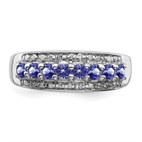 Sterling Silver Tanzanite Diamond Ring
