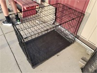 Large dog crate with tray