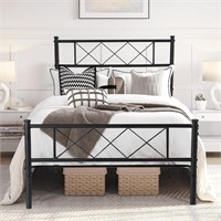 E9527  SESSLIFE Twin Platform Bed, Metal Slats, Bl