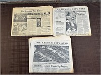 3pc Vintage Newspaper Lot