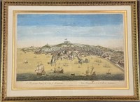 BEAUTIFUL ANTIQUE COLORED ENGRAVING -NAPLES