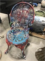 Metal Bistro chair, red/blue