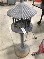 Iron bird feeder on stand, 36" tall