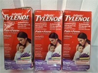 3 New Infants Tylenol Grape Flavour 2oz each