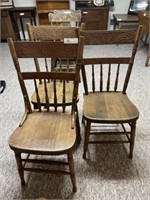 (3) Oak Pressed Back Chairs