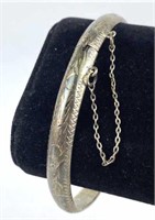 925 Silver Ornately Engraved Clasp Bracelet