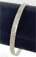 925 Silver Vintage Floral Engraved Bracelet