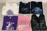 6 Biker Themed Women’s Shirts Size L & XL