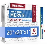 UBeesize Reusable 20x20x1 Air Filter(6-Pack),Upgra