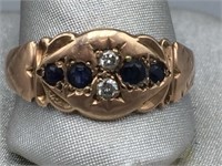 9k Sapphire/dia ring