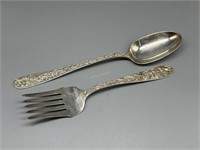 Sterling Salad Fork and Serving Spoon by Skirk and