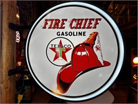 3ft Round Light Up Wall Mount Fire Chief Sign