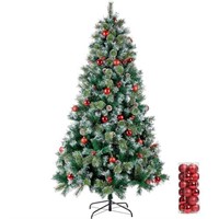 7.5ft Pre-Lit Artificial Christmas Tree,Flocked Ch