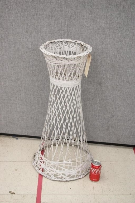 White Woven Metal Plant Stand
