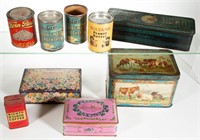 ASSORTED ADVERTISING LITHOGRAPHED TIN CONTAINERS,