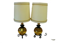 Pair of amber 1970’s lamps