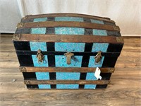 Vintage Black Blue Travel Trunk