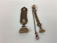 (2) Victorian gold filled pocket watch fob
