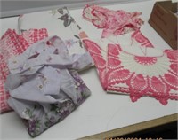 LOT OF LINENS INC. APRONS-PILLOWCASES-DOILIES.