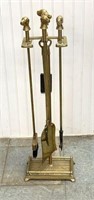 Brass Fire Place Tools with Hound Dog Handle