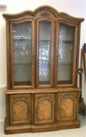 Lighted China Cabinet with Wire Mullioned Doors-7'
