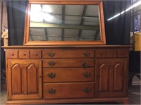 Vintage Wooden Dresser with Mirror