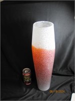 Handmade Frosted White And Salmon Art Glass Vase