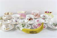 24 Vtg. Fine Bone China Mixed Tea Cups Collection