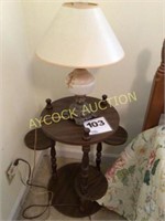 Side table (wooden) & lamp (it works)