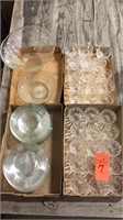 4 Boxes Glass Punch Bowl, cups, plates
