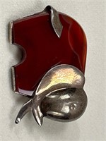 925 silver with semiprecious stone brooch