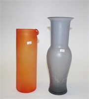 Two various coloured studio glass table vases