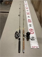 Two fishing poles with Mitchell reels.