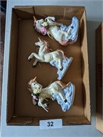 (3) Unicorn Figurines