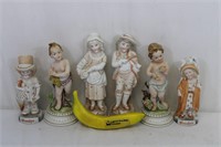 6 Vintage Bisque Porcelain Child Figurines