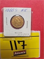 1888-S 5 DOLLAR GOLD PIECE