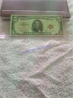5 dollar bill.  Red seal.  1963 series.