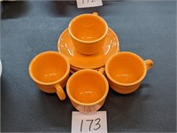 4 Orange Fiesta Cup & Saucer Sets